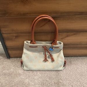 Dooney and Burke Signature Leather Tassel Satchel Light Blue